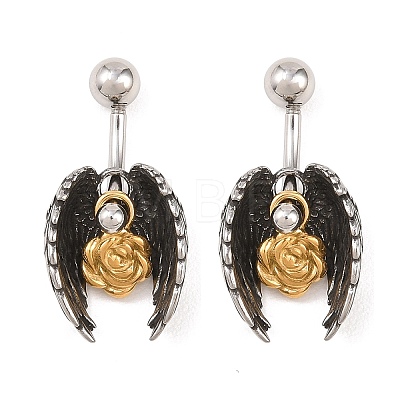 316 Stainless Steel Curved Barbell Dangle Belly Rings AJEW-C044-01-1