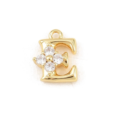 Brass Micro Pave Clear Cubic Zirconia Charms KK-Z151-18G-E-1