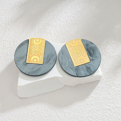 304 Stainless Steel & Acrylic Stud Earrings for Women WG88284-02-1