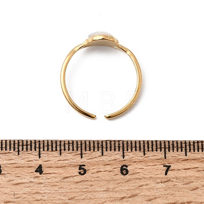 304 Stainless Steel & Natural Shell Cuff Rings for Women RJEW-G372-01G-08-1
