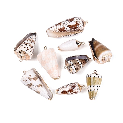 Electroplate Natural Spiral Shell Pendants SSHEL-Q100-31-02KCG-1