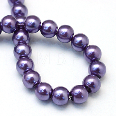 Baking Painted Pearlized Glass Pearl Round Bead Strands HY-Q330-8mm-59-1