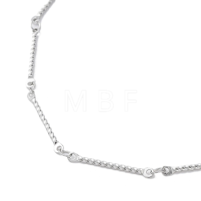 304 Stainless Steel Twist Bar Link Chain Necklace NJEW-K249-08P-1