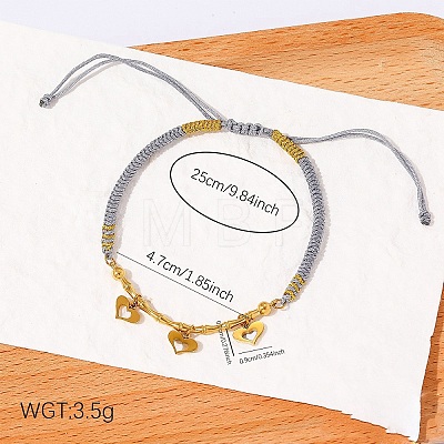 Boho 304 Stainless Steel Charm Braided Cotton Cord Adjustable Bracelets WG43BF0-06-1