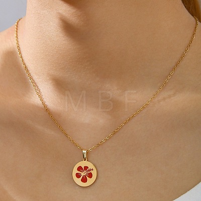 304 Stainless Steel Enamel Red Pendant Necklaces for Women WGB0580-02-1