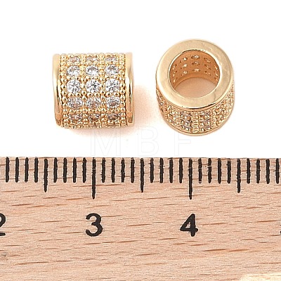 Brass Micro Pave Clear Cubic Zirconia European Beads KK-B100-013G-1