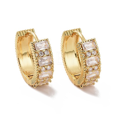 Cubic Zirconia Rectangle Hoop Earrings EJEW-P225-01G-01-1