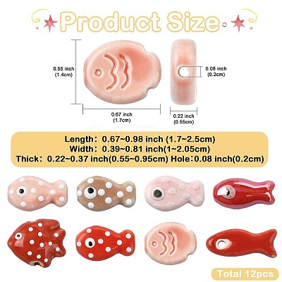 12Pcs 8 Styles Handmade Porcelain Beads PORC-FS0001-61-1