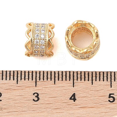 Brass Micro Pave Clear Cubic Zirconia European Beads KK-B100-010G-1