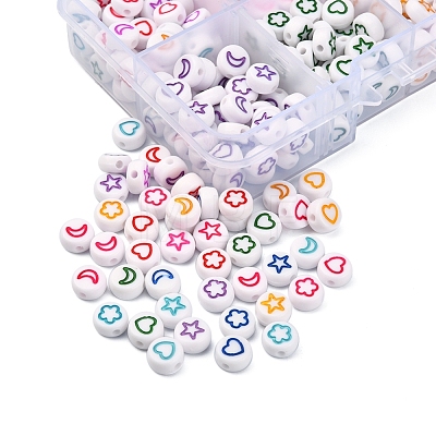 400Pcs 8 Colors White Opaque Acrylic Beads MACR-YW0001-87-1