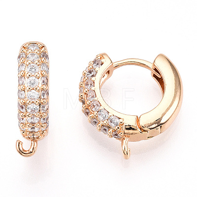 Brass with Crystal Rhinestone Hoop Earring Finding KK-C024-13KCG-1