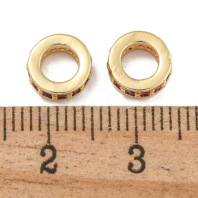 Rack Plating Brass Micro Pave Clear Cubic Zirconia Beads KK-U030-32G-06-1