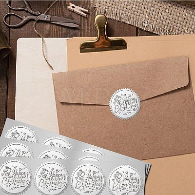 Custom Round Silver Foil Embossed Picture Stickers DIY-WH0503-012-1