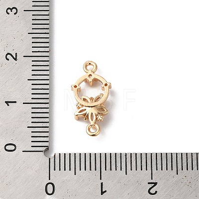 Brass Pave Clear Cubic Zirconia Flower Ring Links Connector Charms KK-C062-044G-01-1