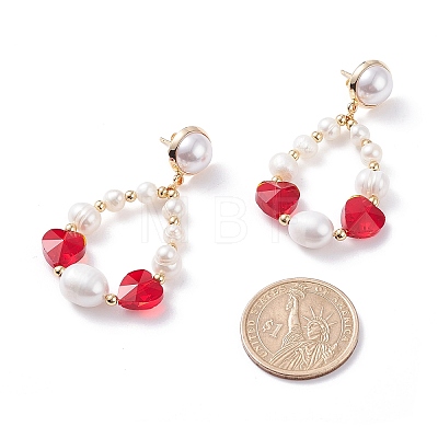 Teardrop Beaded Dangle Stud Earrings for Girl Women EJEW-TA00023-1