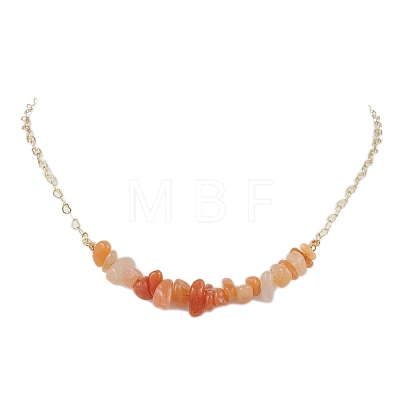 Natural Red Aventurine Chip Bib Necklaces NJEW-JN04950-06-1