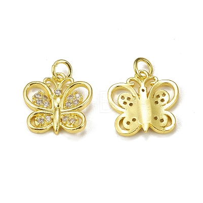 Brass Micro Pave Cubic Zirconia Charms KK-E068-VB284-1