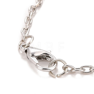 Rectangle with Word I Love You 304 Stainless Steel Pendant Necklace with Alloy Cable Chain for Women LS-NJEW-M192-01P-1