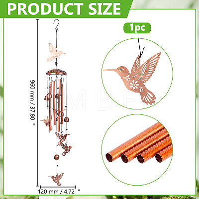 Aluminium Hummingbird Wind Chime AJEW-WH0481-677-1
