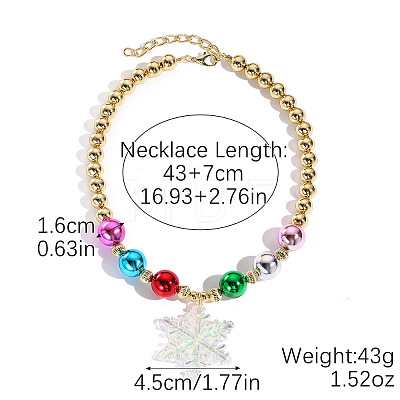 Christmas Theme AB Color Acrylic Pendant Round Beaded Necklaces FS-WG72DBE-01-1