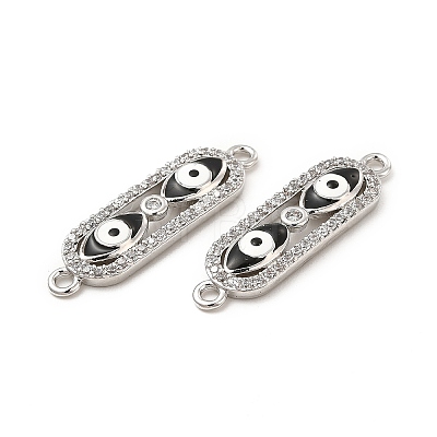 Brass Micro Pave Clear Cubic Zirconia Connector Charms with Enamel KK-E068-VB397-2-1