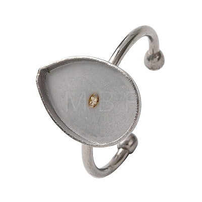 304 Stainless Steel Open Cuff Ring Components STAS-S134-01P-C01-1