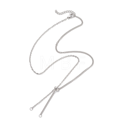 304 Stainless Steel Cable Chain Twisted Chain Slider Necklace Making AJEW-JB01512-02-1