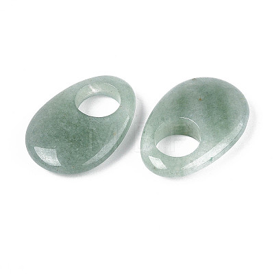 Natural Green Aventurine Large Hole Pendants G-N348-06B-05-1