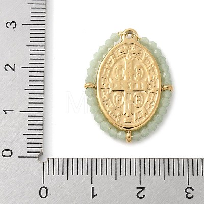 304 Stainless Steel Oval Embossed Jesus Pendants STAS-L022-490G-02-1