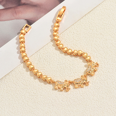 Brass Micro Pave Clear Cubic Zirconia Link Chain Bracelets for Women PP8141-2-1