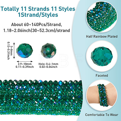 11 Strands 11 Styles Electroplate Glass Beads Strands EGLA-TA0003-01A-1
