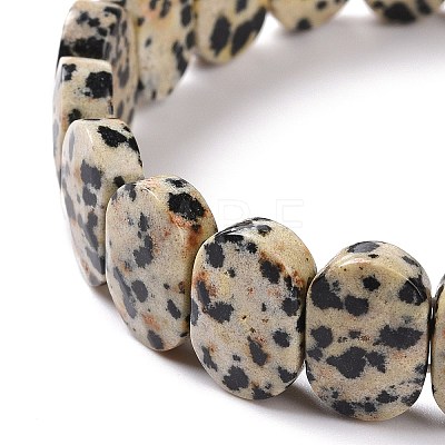 Natural Dalmatian Jasper Oval Beaded Stretch Bracelet G-E010-01K-1