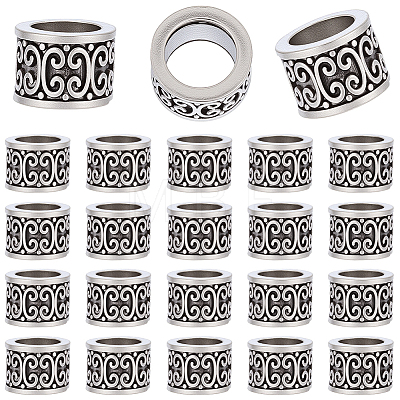 60Pcs Column Tibetan Style Alloy European Beads TIBEB-SP0001-24-1