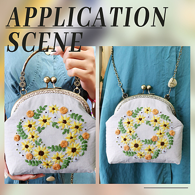 DIY Ethnic Style Flower Pattern Embroidery Crossbody Bags Kits DIY-WH0034-36-1