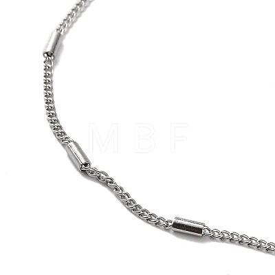 304 Stainless Steel Column Beaded Curb Chains NJEW-D045-08P-1