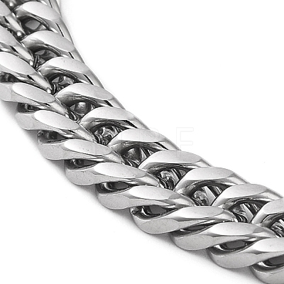 Non-Tarnish 304 Stainless Steel Cuban Link Chain Bracelet for Men Women BJEW-C048-03P-1