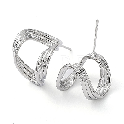 Brass Twist Wave Stud Earrings KK-C031-32P-1