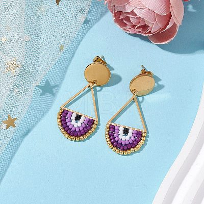 Seed Bead Teardrop Stud Earrings EJEW-MZ00251-03-1