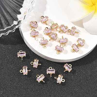 SHEGRACE Brass Pave Cubic Zirconia Rectangle Connector Charms XGRQ2O964-438B-G-1