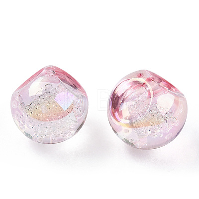 UV Plating Rainbow Iridescent Acrylic Beads OACR-G012-04D-1