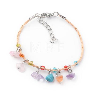 Mixed Stone Charm Bracelets BJEW-Q681-12-1