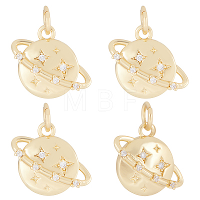 Brass Micro Pave Clear Cubic Zirconia Universe Space Charms ZIRC-BBC0001-77-1