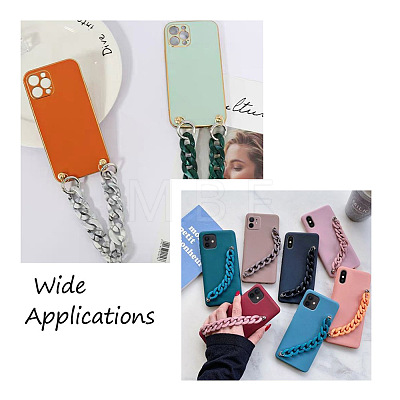 Fashewelry 12Pcs 6 Colors Acrylic & CCB Plastic Curb Chain Phone Case Chain HJEW-FW0001-01-1