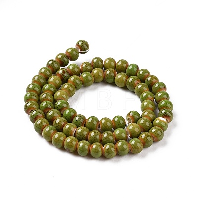 Handmade Fancy Antique Glazed Porcelain Ceramic Round Beads Strands PORC-L019-13mm-10-1