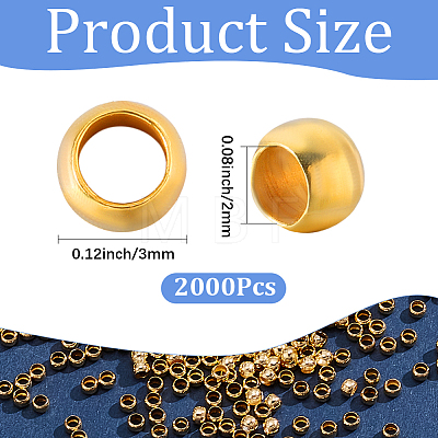 2000Pcs Brass Crimp Beads KK-SP0002-61G-1