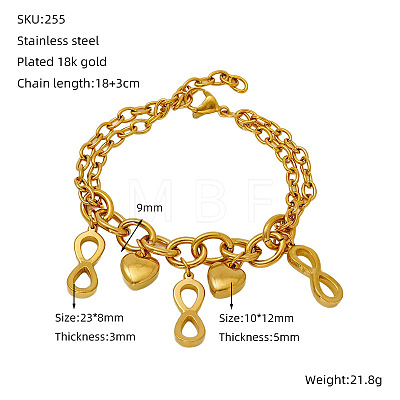 Valentine's Day 304 Stainless Steel Charm Bracelets FS-WGE53E0-03-1