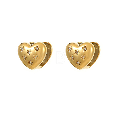 Chunk Star Heart Stainless Steel Pave Crystal Rhinestone Huggie Hoop earrings for Women FW6246-1
