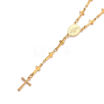 304 Stainless Steel Rosary Bead Necklaces NJEW-E133-02G-1