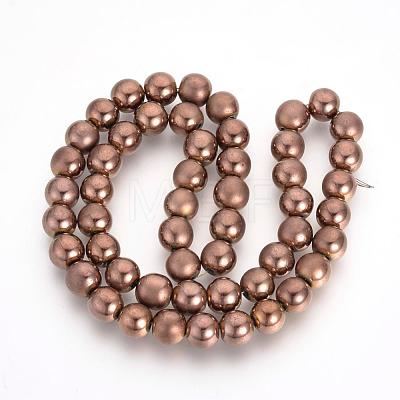 Electroplate Non-magnetic Synthetic Hematite Beads Strands G-Q946-8mm-05-1