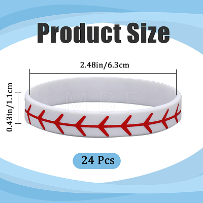 Softball Theme Silicone Cord Bracelet Wristband BJEW-WH0020-50-1